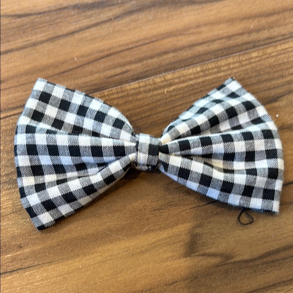 ValMarie Kids Checkered Hair Bow in Black and White